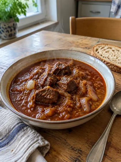 Rindergulasch mit viel Zwiebel