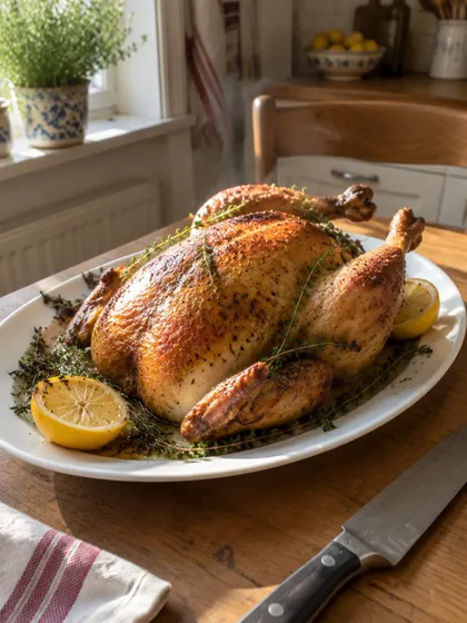 Brathähnchen mit krosser Haut